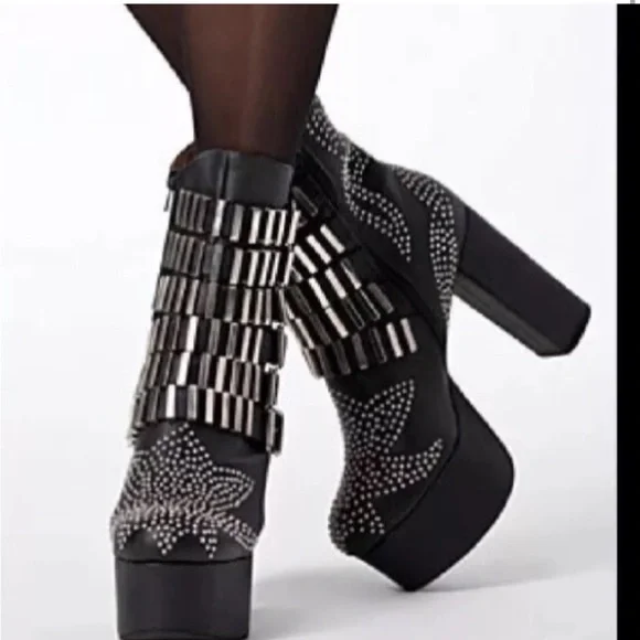 Jeffrey Campbell Hell Yes Black Studded Boots - Picture 3 of 7
